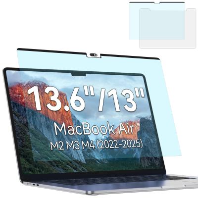 Magnetic Anti Blue Light Screen Protector for MacBook Air 13.6/13 Inch (2022-2025, M2, M3, M4), Removable MAC 13.6" Blue Light Filter , Bubble-Free Install , Eye Protection Glare Laptop Screen Protector