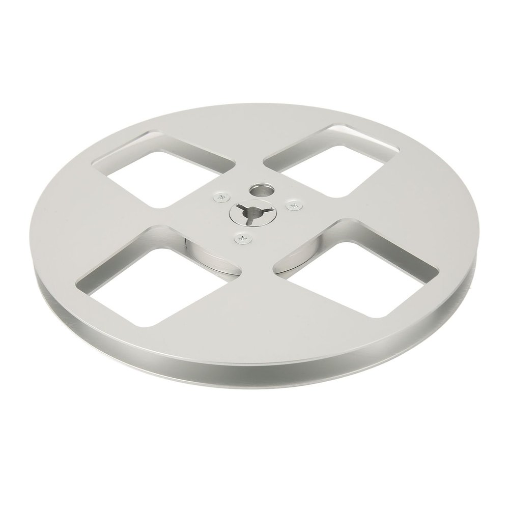 ANGGREK 1/4 7 Inch Empty Reel, Open Reel Takeup Reel Low Noise Aluminum Alloy 4 Hole for Reel to Reel Tape Player (Silver)