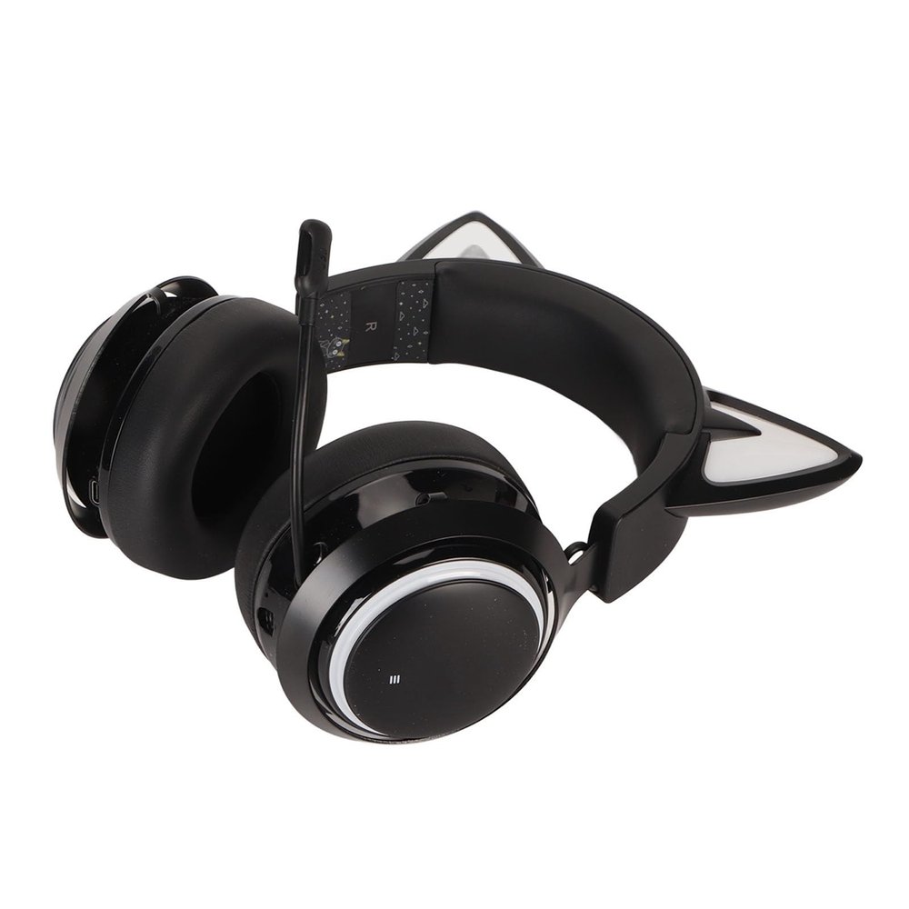 ANGGREK Headset, 7 RGB Light Gaming Headset, 2.4GHz, 1500mAh, 50mm HD Speaker Unit, Retractable Microphone for Laptop for Movies (#1)