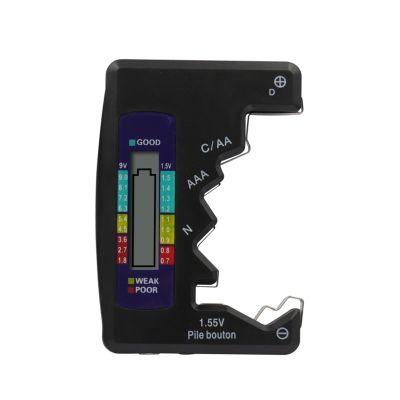 LIBODD Batteries Tester Digital Capacity Universal Button for Lithum N/AAA/CAA/D/1.5V Cell Batteries Tester Checker(Black)