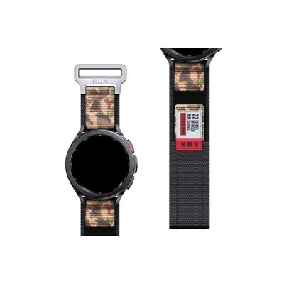 20mm 22mm Universal Nylon Watch Strap Fit for Garmin Forerunner 245/645 Music/Garmin vivoactive 3 Music Sports Band(Black camouflage,For Width 22mm)
