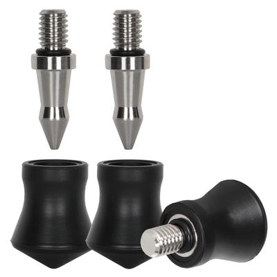 3 PCS Tripod Feet Universal Anti-Slip Rubber Foot Stainless Steel Spike Replacement Parts Compatible with 3/8" Thread Tripod Monopod Legs Feet