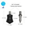 3 PCS Tripod Feet Universal Anti-Slip Rubber Foot Stainless Steel Spike Replacement Parts Compatible with 3/8" Thread Tripod Monopod Legs Feet view 2