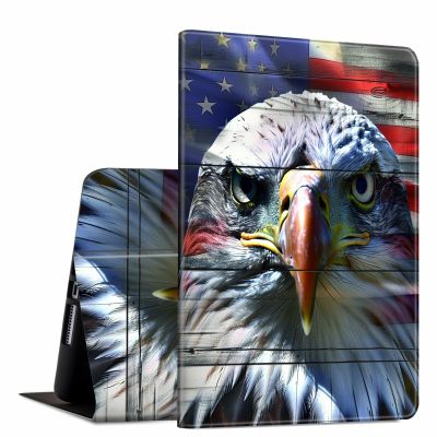 GFRGTFHYT for iPad Air 13 Inch Case M2 2024 for Women Men PU Leather Slim Lightweight Folio Kickstand Multi-Angle Stand Smart Shell Cover with Auto Wake/Sleep,Eagle American Flag