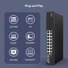 16 Port 2.5G PoE Switch Unmanaged with 2X 10Gbps SFP, VIMIN 16x 2.5G Base-T PoE Ports, 10G SFP PoE Switch w/ 120Gbps Ethernet Switching Capacity, IEEE802.3af/at, 250W, VLAN, Metal Housing, Fanless view 4