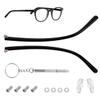 LNQ LUNIQI 1 Pair TR90 Bright Black Glasses Replacement Arms Glasses Double Convex Teeth 5mm Replacement Temple with Screws, Screw Washers and 3-in-1 Screwdriver (Gloss Black 5mm) view 1