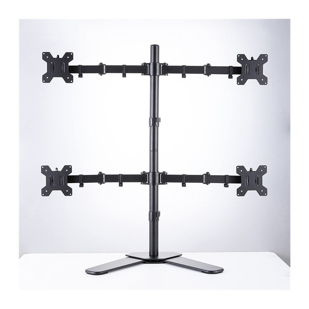 GenSDH Monitor Arm Gas Quad Four Monitor Mount Stand, Height Adjustable Free Standing 4 Screen Mount, Steel Monitor Desk Mount Bracket Fits Monitors Up to 32 Inches Monitor Desk