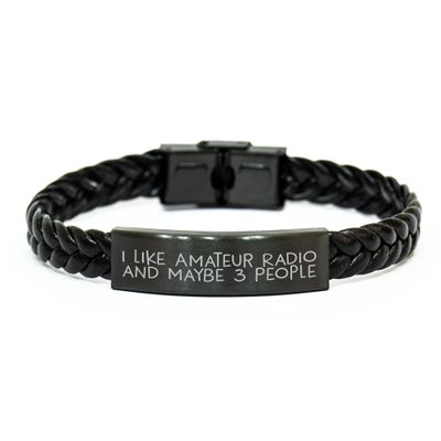 Amateur Radio Enthusiast's Unique Gift for Christmas, Interlaced Leather Bracelet with Funny Quote - Gifts from Friends to Men