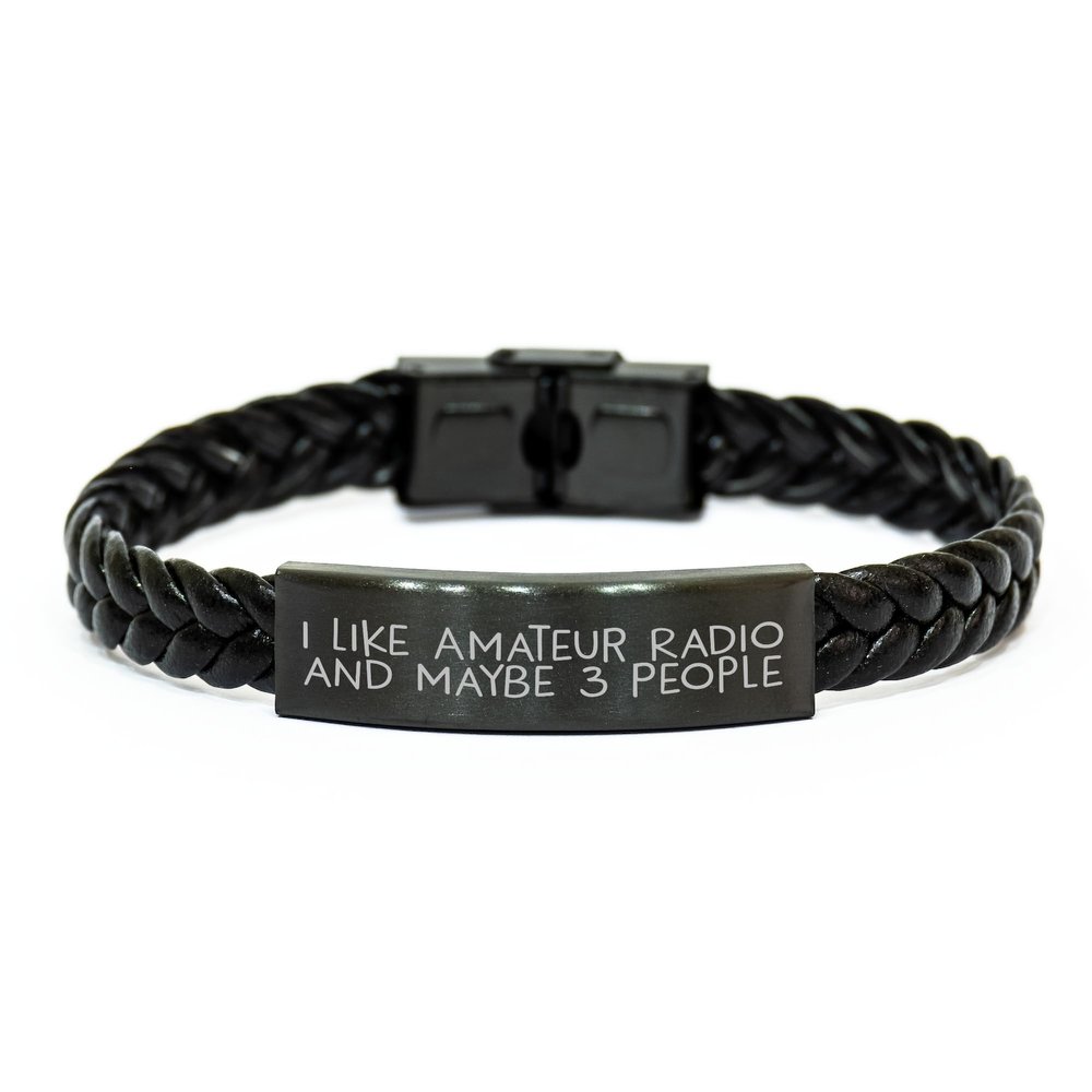 Amateur Radio Enthusiast's Unique Gift for Christmas, Interlaced Leather Bracelet with Funny Quote - Gifts from Friends to Men