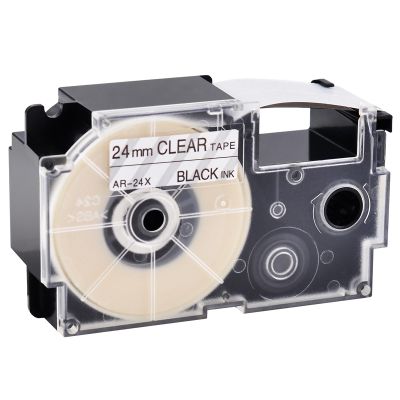 GREENCYCLE 50PK Compatible for XR-24X XR-24X2S AR-24X 24mm 1" EZ Black on Clear Label Maker Tape for CWL300 KL-430 KL-820 KL-7000 KL-7200 KL-8100 KL-8200 KL-C500 Label Printer