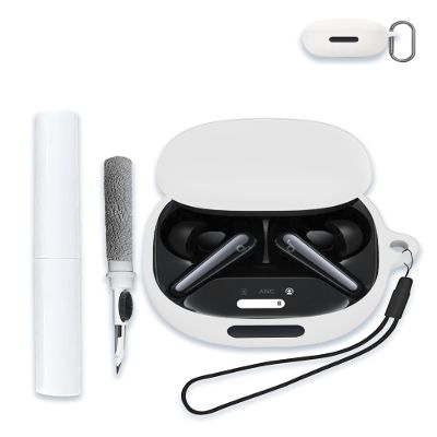 Case for Soundcore Liberty 4 Pro by Anker, Noise Cancelling Wireless Earbuds,WUNIAK Soft Silicone Protective Portable Scratch Shock Resistant Shell with Cleaner Kit & Carabiner & LanyardWhite