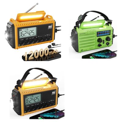 Emergency Radio, Hand Crank Solar NOAA Weather Radio, AM/FM Portable Battery Operated Radio with 5-Way Power, Phone Charger, Flashlight& Lamp,Compass,Earbud Jack,SOS Alert for Home, Survival
