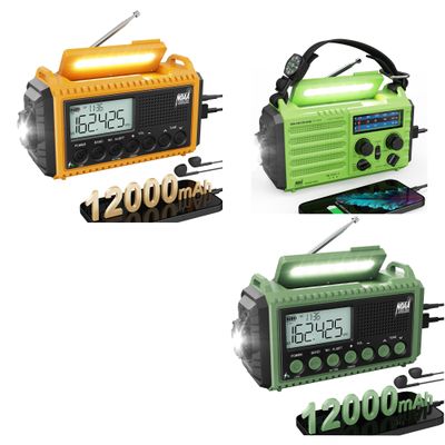Emergency Radio, Hand Crank Solar NOAA Weather Radio, AM/FM Portable Battery Operated Radio with 5-Way Power, Phone Charger, Flashlight& Lamp,Compass,Earbud Jack,SOS Alert for Home, Survival