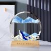 ADFLTFC Moving Sand Art Picture, 7" Moving Sand Art Liquid Motion with Light 3 Color Changing,3D Deep Sea Sandscape in Motion, Round Glass 3D Deep Sea Sand Art Sandscapes for Home Office Work(Blue) view 2