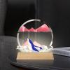 ADFLTFC Moving Sand Art Picture, 7" Moving Sand Art Liquid Motion with Light 3 Color Changing,3D Deep Sea Sandscape in Motion, Round Glass 3D Deep Sea Sand Art Sandscapes for Home Office Work(Pink) view 1