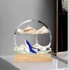 ADFLTFC Moving Sand Art Picture, 7" Moving Sand Art Liquid Motion with Light 3 Color Changing,3D Deep Sea Sandscape in Motion, Round Glass 3D Deep Sea Sand Art Sandscapes for Home Office Work(Brown) view 2