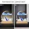 ADFLTFC Moving Sand Art Picture, 7" Moving Sand Art Liquid Motion with Light 3 Color Changing,3D Deep Sea Sandscape in Motion, Round Glass 3D Deep Sea Sand Art Sandscapes for Home Office Work(Brown) view 3