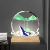 ADFLTFC Moving Sand Art Picture, 7" Moving Sand Art Liquid Motion with Light 3 Color Changing,3D Deep Sea Sandscape in Motion, Round Glass 3D Deep Sea Sand Art Sandscapes for Home Office Work(Green) view 1