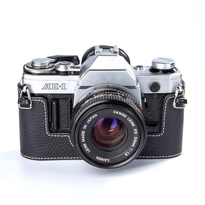 AE-1 case Handmade Genuine Leather Camera Protective Half Camera case, for Canon ae-1 a1 AE-1P (Black)