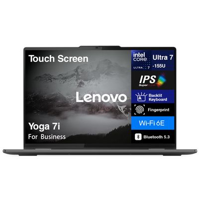 Lenovo Yoga 7i 2-in-1 AI Business Laptop 16" 2K Touchscreen FHD+ IPS Display (Intel Core Ultra 7 155U (Up to 4.80 GHz), 16GB LPDDR5X, 1TB SSD, Wi-Fi 6E, Backlit KB, FP Reader, TB 4, Webcam, Win11H)