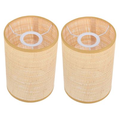 SOESFOUFU 2pcs Vintage Design Ceiling Lamp Cover Woven Rattan Lamp Shade Easy Install Ceiling Light Rustic Style for Bedroom