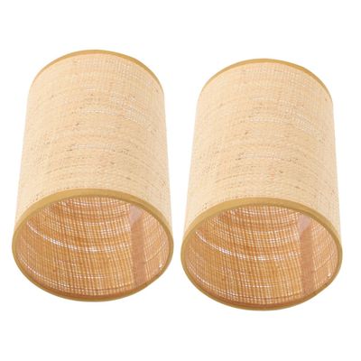 WHAMVOX 2pcs Rattan Decorative Lamp Shades Woven Ceiling Lamp Shade for Farmhouse Dining