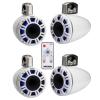 2 Pair (Qty 4) of Kicker KMTCXL65 6.5" 300 Watt Peak Multicolor LED Marine Horn-Loaded Compression Driver (HLCD) Tower Speakers (White) with LED Remote Control view 1