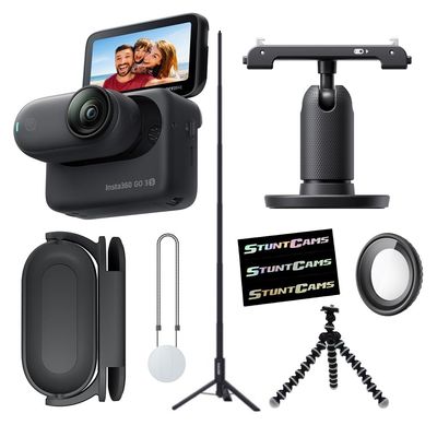 Insta360 GO 3S Midnight Black (128GB) with Tripod Selfie Sticks  4K Video Small & Lightweight Action Camera Hands-Free POV, Stabilization, Multifunctional Waterproof Content