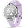 Garmin 010-02891-01 Lily 2 Active Smartwatch Silver with Purple Jasmine Silicone Band Bundle with Workout Cooling Sport Towel and Deco Essentials Wearable Commuter Front and Rear Safety Light view 2