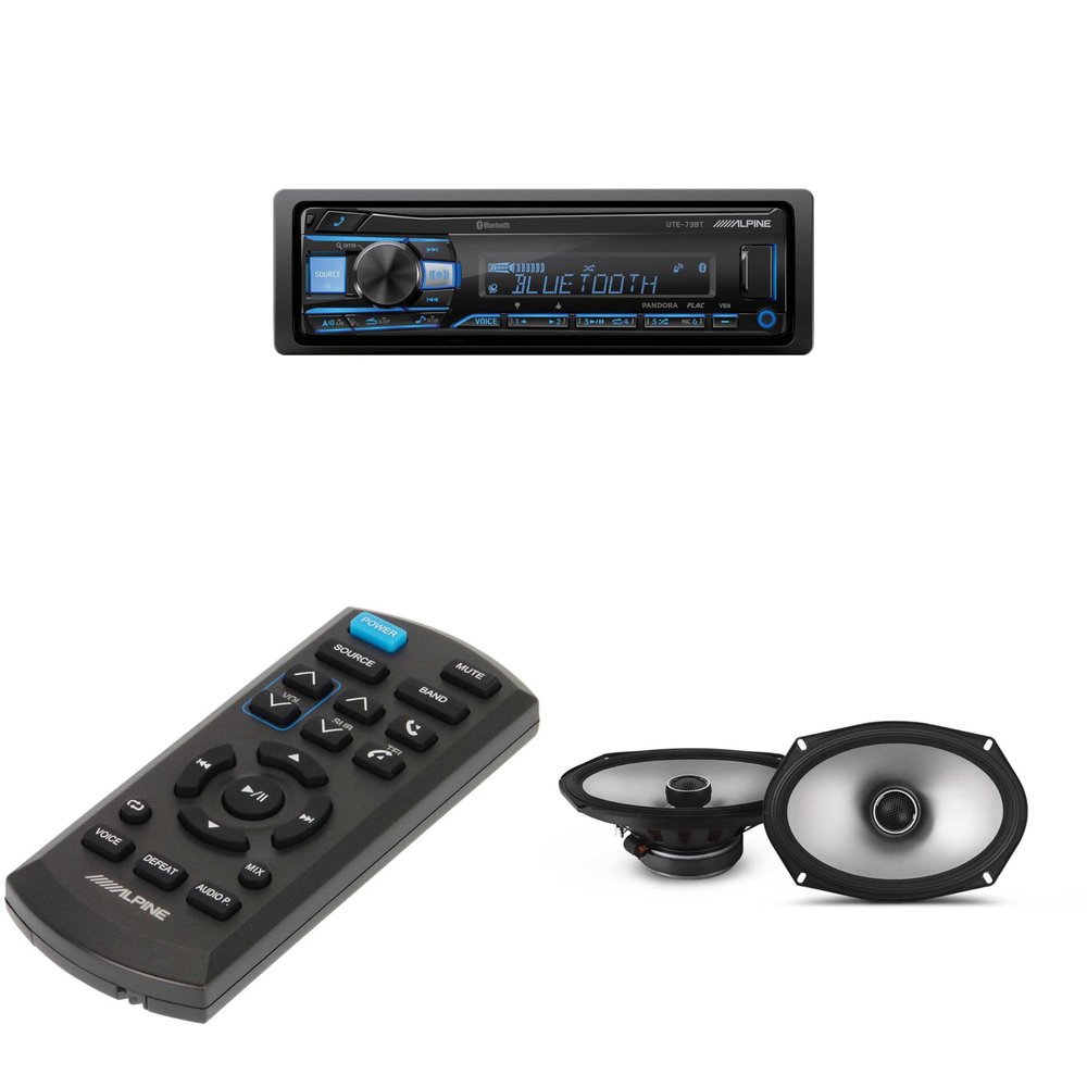 Alpine UTE-73BT, RUE-4360 Remote with 1 Pair Alpine S2-S69 Type S 6x9 Coax Speakers