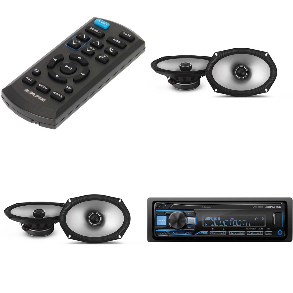 Alpine UTE-73BT, RUE-4360 Remote with 2 Pairs Alpine S2-S69 Type S 6x9 Coax Speakers