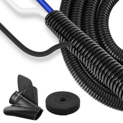 1/2 inch Split Wire Loom Tubing 10 ft Cord Protector Wires Covers Flexible Polyethylene Split Loom for Automotive, Home, Office, and Industrial Applications with Easy Installation Tool Black