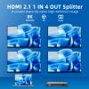 8K HDMI Splitter 1 in 4 Out,with EDID, 3D Stereo, 12-bit Deep Color, 48Gbps, Plug & Play, HDMI Splitter for Windows, Mac, Linux, Projectors, Laptops, Desktops (SP104SKE) view 3