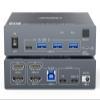Dual Monitor KVM Switch for Laptop & Desktop 4K@60Hz, USB C and HDMI KVM Switch 2 Monitors 2 Computers with 4 USB 3.0 Port for Keyboard Mouse, 80W PD Charging, with Wired Remote and USB C Cable view 1