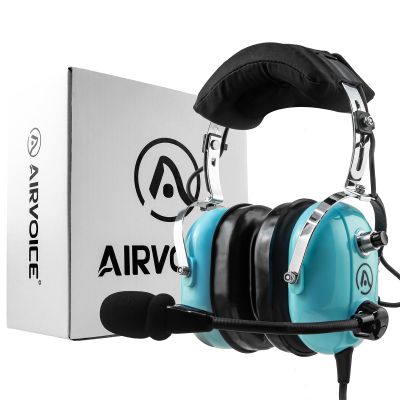 AIRVOICE Aviation Headset for Ground Control Group Tow Driver with Passive Noise Cancellation, PNR Headset with Earpads and Flexible Microphone, Headset with 10 m Cable, Single Pin Plug