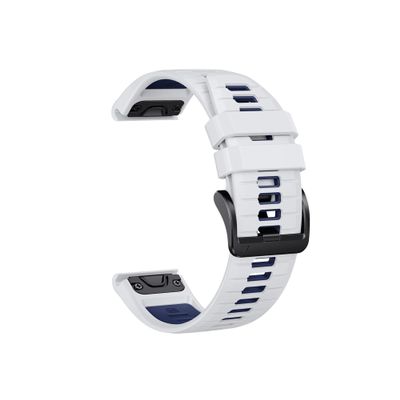 22mm 26mm Silicone Watchband Fit for Garmin Fenix 7/7Pro/7X/6X/6 Pro/5X/5 Plus/Epix/Instinct WristStrap Replaceable Bracelet(White Dark Blue,For Width 26mm)