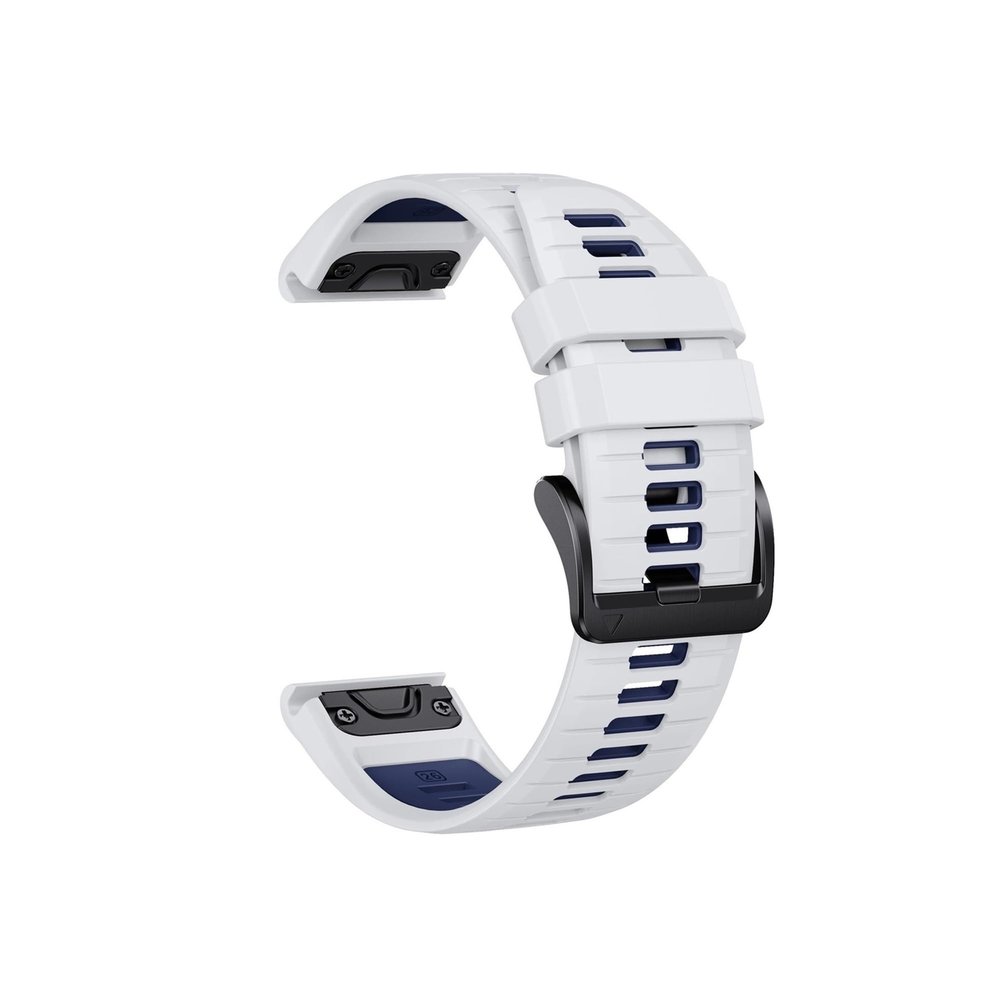 22mm 26mm Silicone Watchband Fit for Garmin Fenix 7/7Pro/7X/6X/6 Pro/5X/5 Plus/Epix/Instinct WristStrap Replaceable Bracelet(White Dark Blue,For Width 26mm)