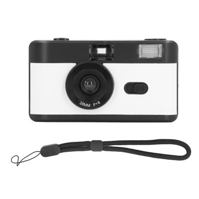 35MM Film Camera, Reusable Lightweight Vintage Camera Built in Flash with 28MM F/8 Lens 1/120s Shutter Speed (Black White)