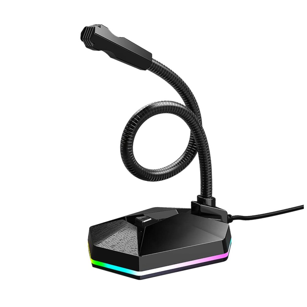Alasum 1pc Bendable USB Microphone RGB Lighting Drive Mini Mic for Video Conference and Voice Chat Noise Desktop Mic for Home Office Use Black