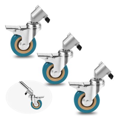 Selens Professional Light Stand Wheels Set 0.9inch/22mm,Rubber Wheels with Durable Metal Construction Foot Brake Lock for Photography Light Stand