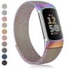 Amzpas Stainless Steel Mesh Wristband with Magnet Clasp for Fitbit Charge 6 / Charge 5 Bands for Women Men, Colorful, One Size view 1