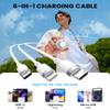 100W Multi USB Charging Cable, 6-in-1 Retractable USB C/Lightning/Micro Multi Charger Cords for iPhones, iPads, MacBook, Tablets, Galaxy, Note & More - 4Ft/1.2M 5A Fast Charging, Portable, White view 2