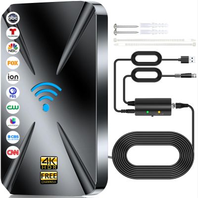 2025 Upgraded TV Antenna Indoor, 2800+ Miles Range Digital Antenna for Smart TV Indoor, HDTV Antenna for Local Channels with Amplifier, Outdoor Antenna Support 8K 4K 1080p All TVs -38FT Coax Cable