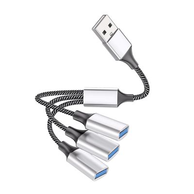 BRIGHTFUFU USB to Port Splitter Cable Portable Way USB Hub for Laptop Connect Multiple Devices No Driver Required Silver for Disk Scanner Keyboard and More