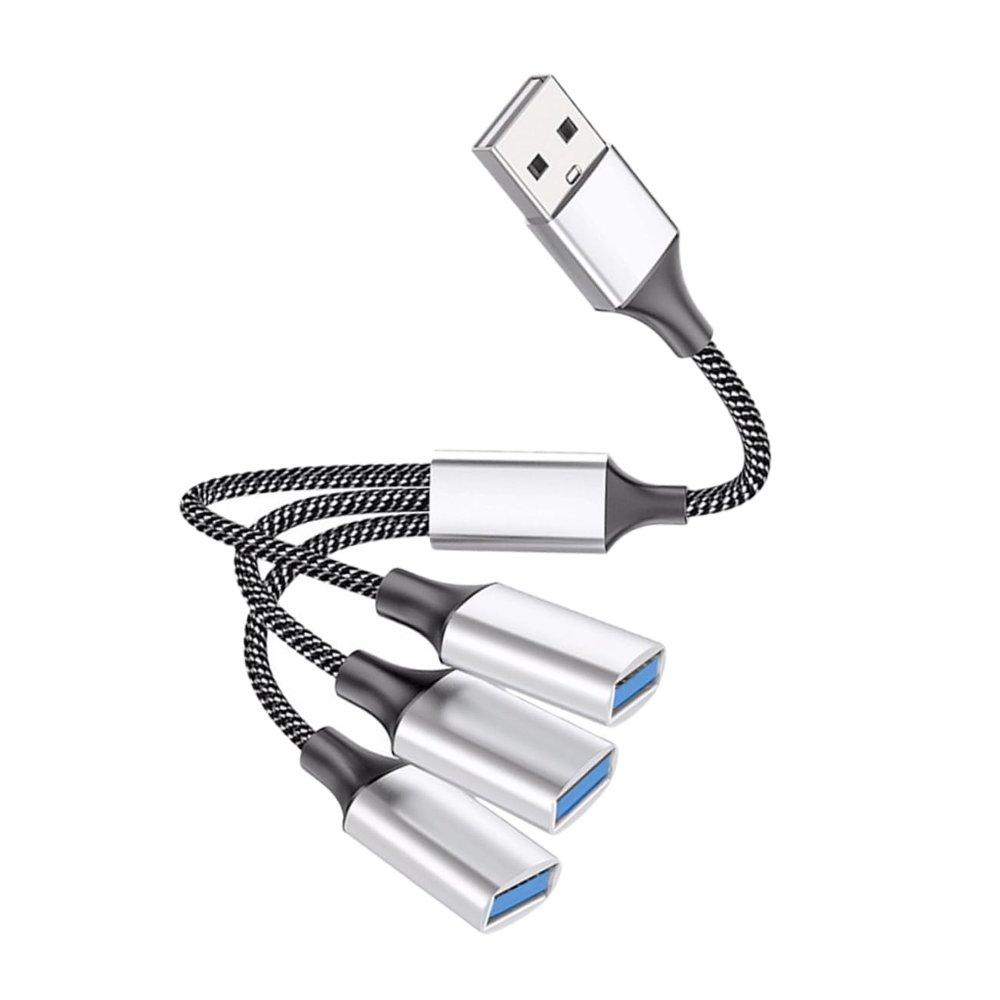 BRIGHTFUFU USB to Port Splitter Cable Portable Way USB Hub for Laptop Connect Multiple Devices No Driver Required Silver for Disk Scanner Keyboard and More