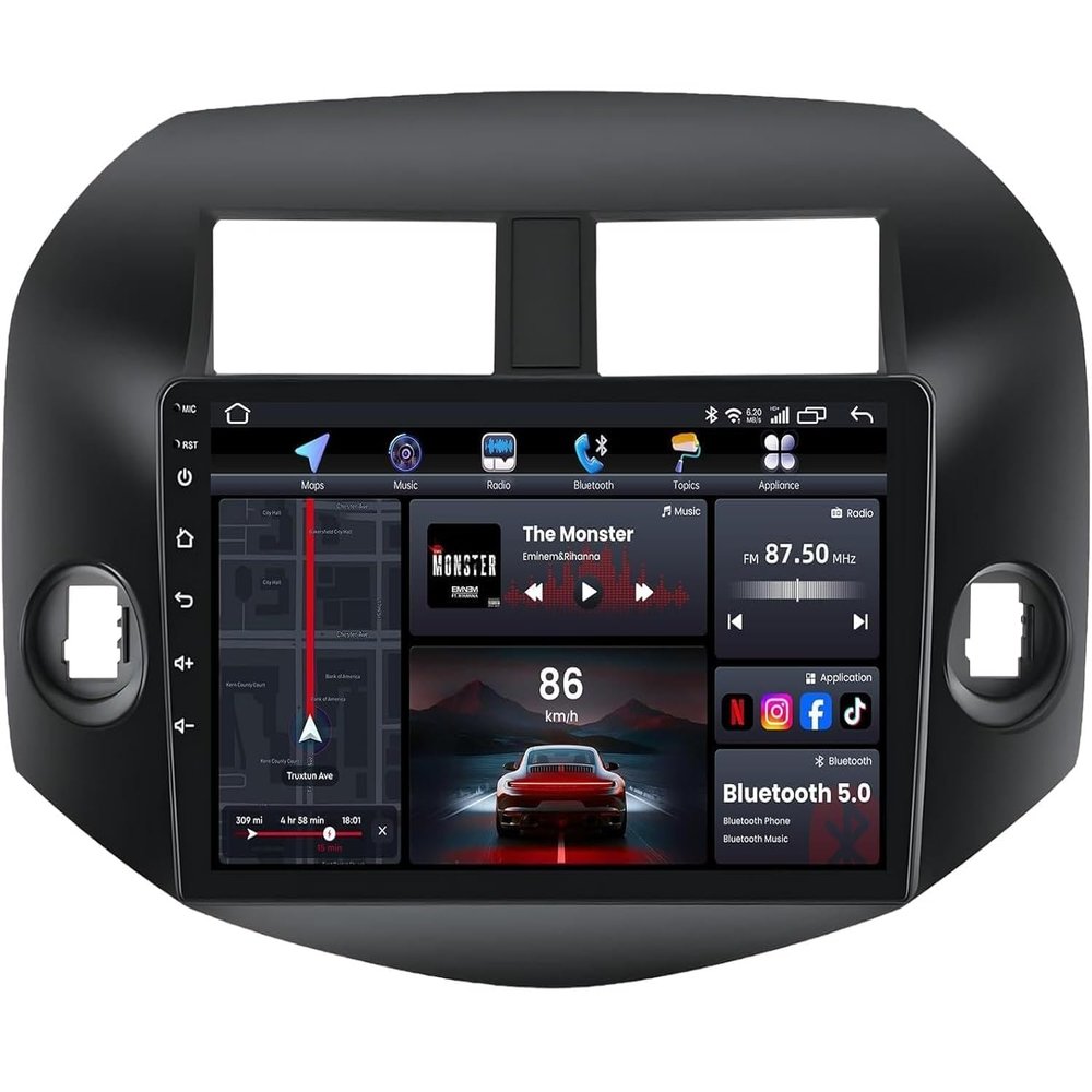 5G WiFi Car Radio for Toyota RAV4 2007-2012: 10.1 Inch Touch Screen Android Car Stereo with Wireless Carplay&Android Auto GPS Navigation Bluetooth FM RDS Audio Backup Camera SWC