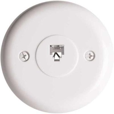Replacement for 1-Gang Telephone Jack, Round, Flush, 4-Conductor, White - pack of 10