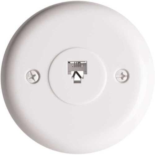 Replacement for 1-Gang Telephone Jack, Round, Flush, 4-Conductor, White - pack of 10