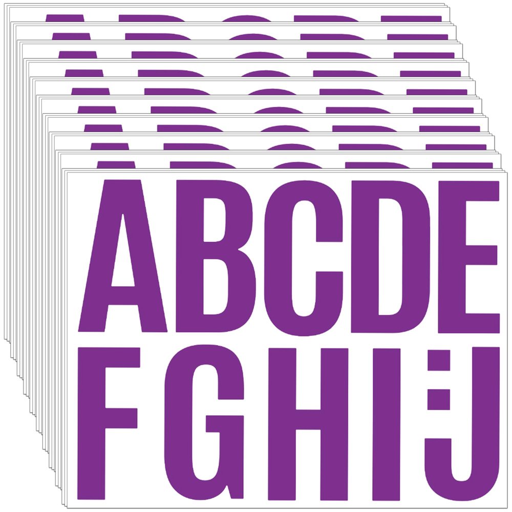 460 PCS 42 Sheets Large Letter Stickers Alphabet Numbers Bulletin Board Letters,Self Adhesive Waterproof Vinyl Stick On Letter Stickers for Poster Board Mailbox Classroom Business Decor(Purple,4 Inch)