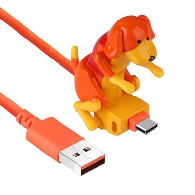 Dog Charging Cable, Funny Dog Smartphone USB Cable Cute Dog Data Cable Smartphone Charging Line Type-C, Orange
